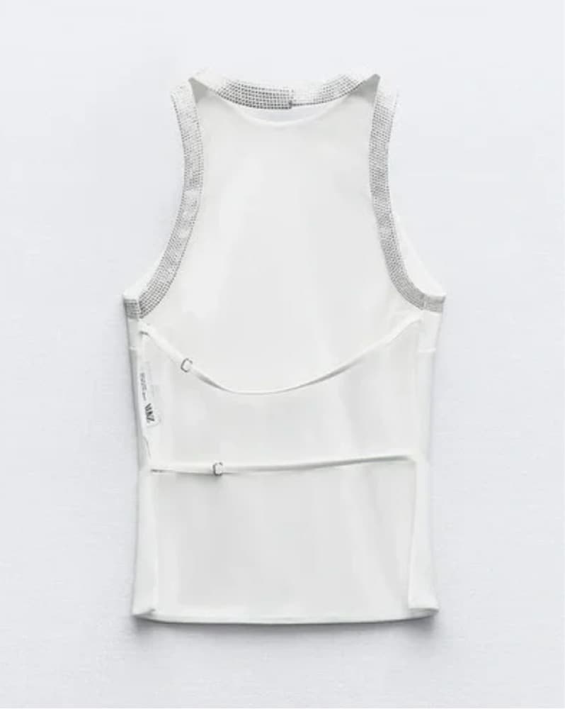 Zara Rhinestone Embellished White Top - Image 4