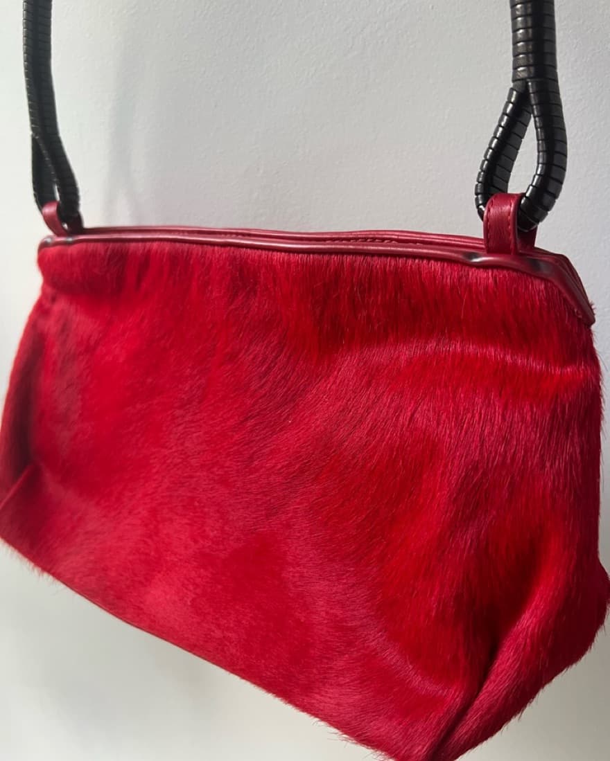 Vintage Furry Red Bag - Image 3