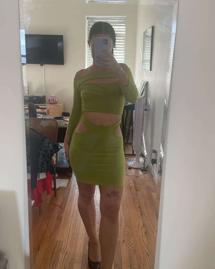 Green Cutout Mini Dress - Image 1