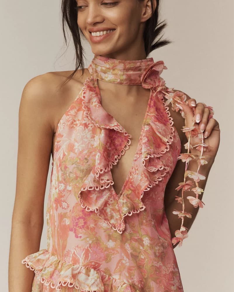 Anthropolgie Floral Ruffle Halter Dress - Image 3
