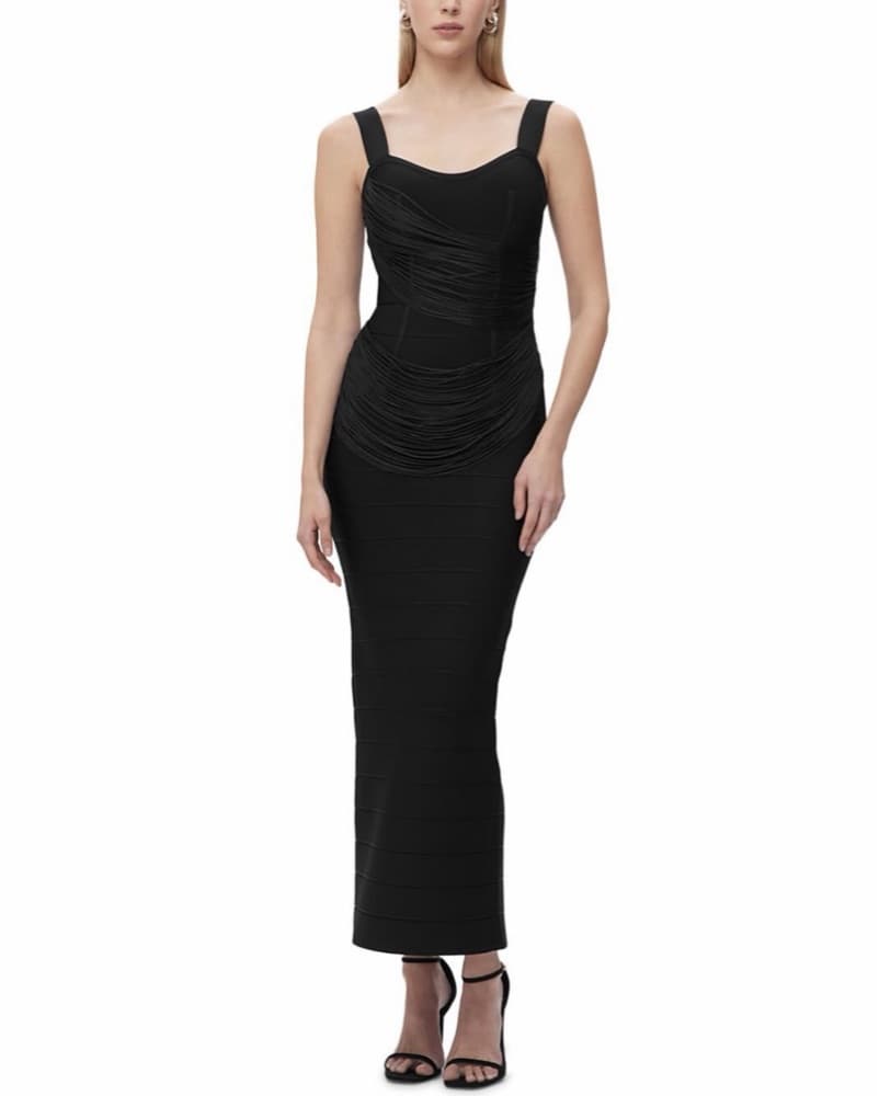 Herve Leger Fringe Black Bandage Gown - Image 4