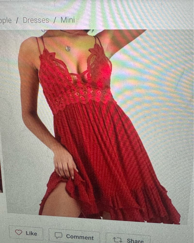 Elegant Lace-Trimmed Red Mini Dress - Image 1