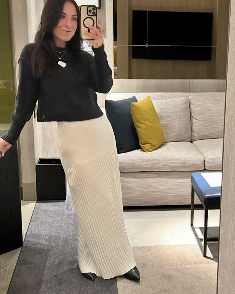 Knit White Maxi Skirt Cream Ivory Revolv - Image 2