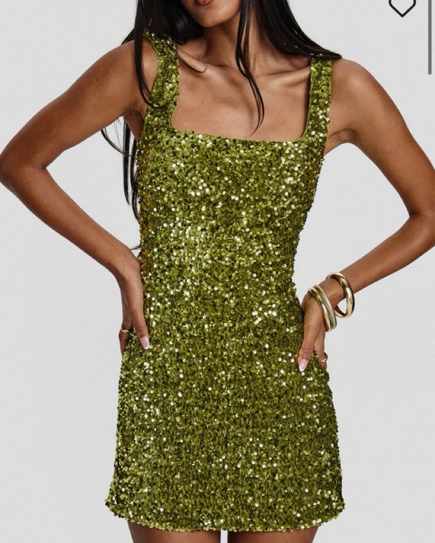 Green Princess Polly Sequin Mini Dress - Image 1