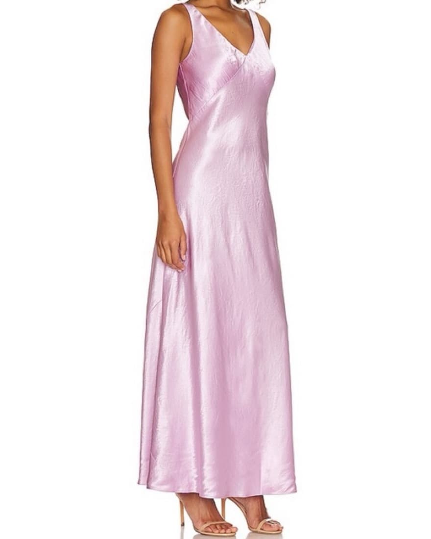 VINCE Pink Satin V-Neck Bias Maxi Dress - Image 1