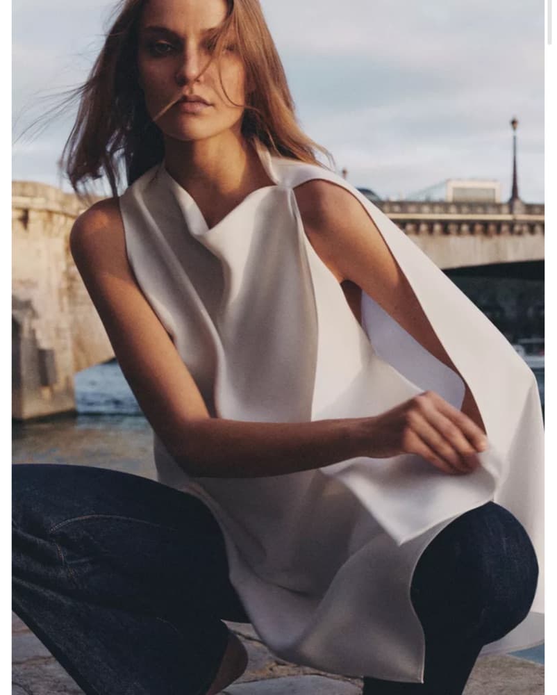 Zara White Asymmetric Cape Top - Image 3