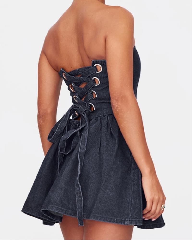 Drop Waist Denim Dress - Image 3
