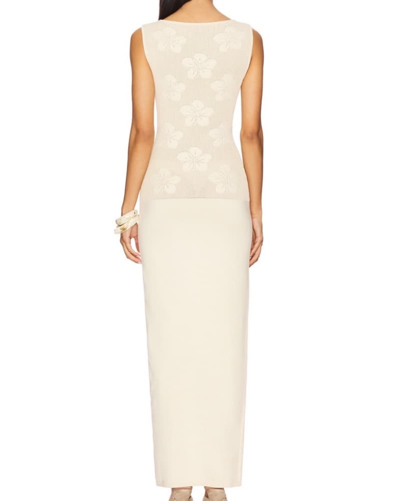 Elegant Floral Embroidered Sleeveless Maxi Dress - Image 2