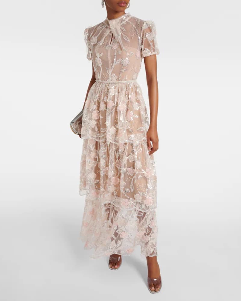 Self Portrait SEQUIN FLOWER MAXI DRESS - Image 1