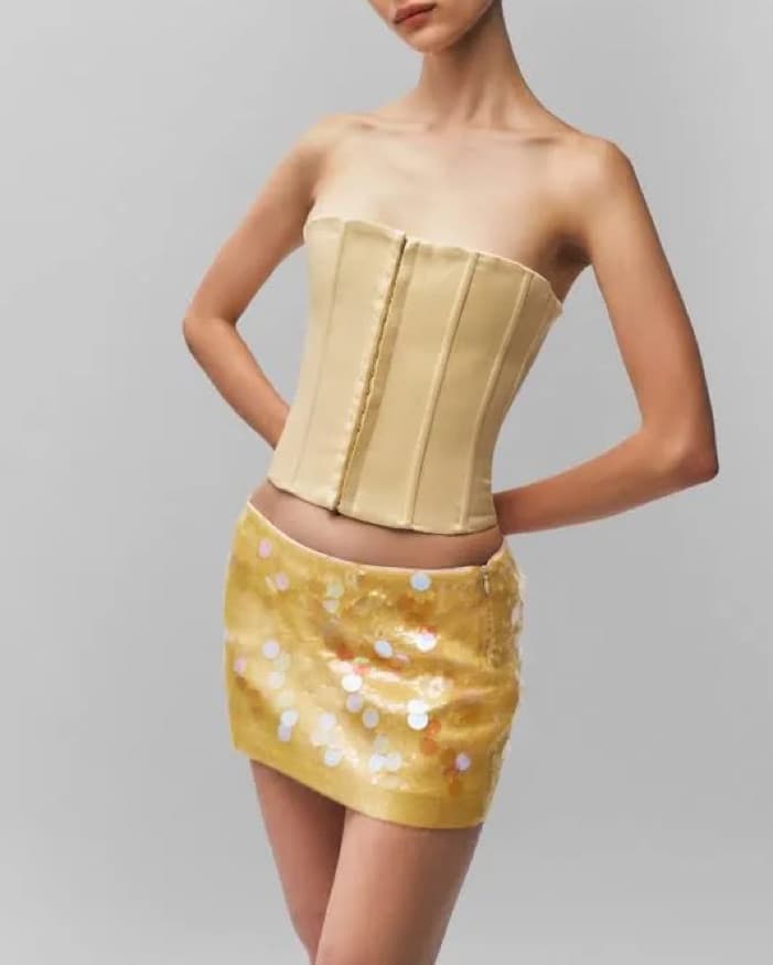 Danielle Guizio Butter Yellow Corset Top - Image 1