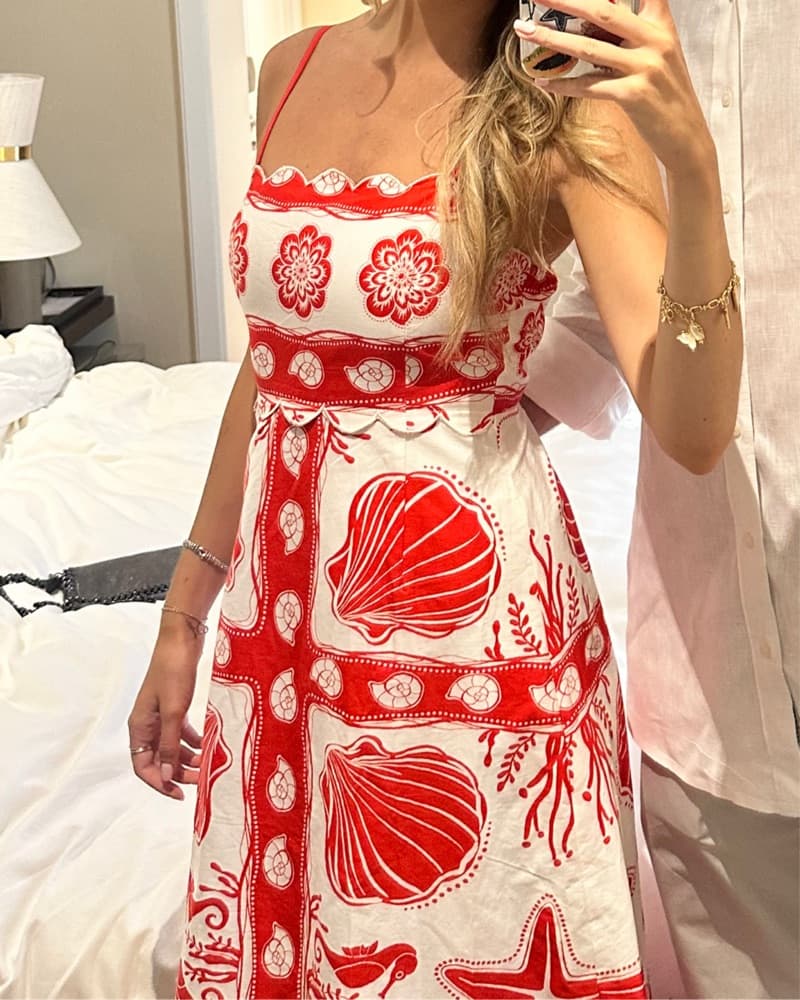 Vibrant Seashell Print Midi Dress - Image 3