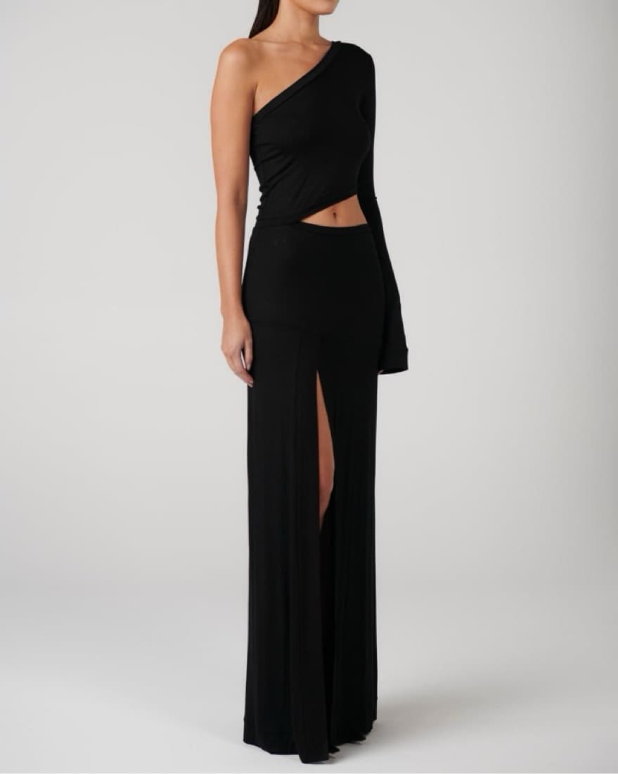 Black One-Shoulder Dress - Image 1