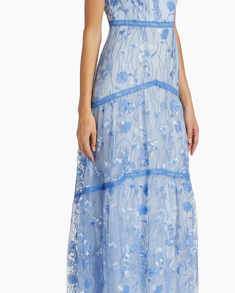Monique Lhullier Floral Embroidered Mesh - Image 1