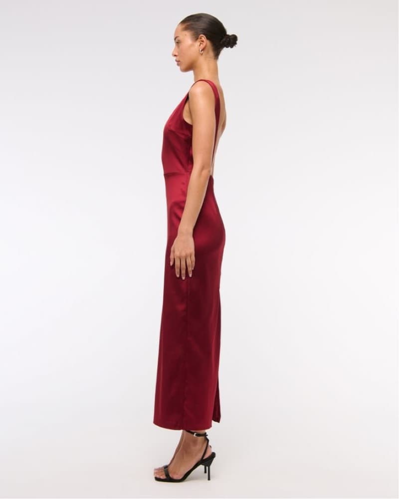 Petite High Neck Satin Sculpt Midi Dress - Image 3