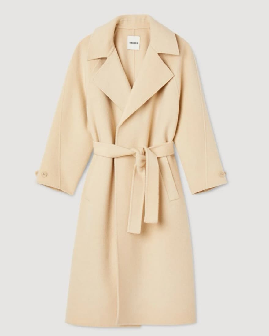 SANDRO Double-Breasted Wool Trench Coat - Image 4