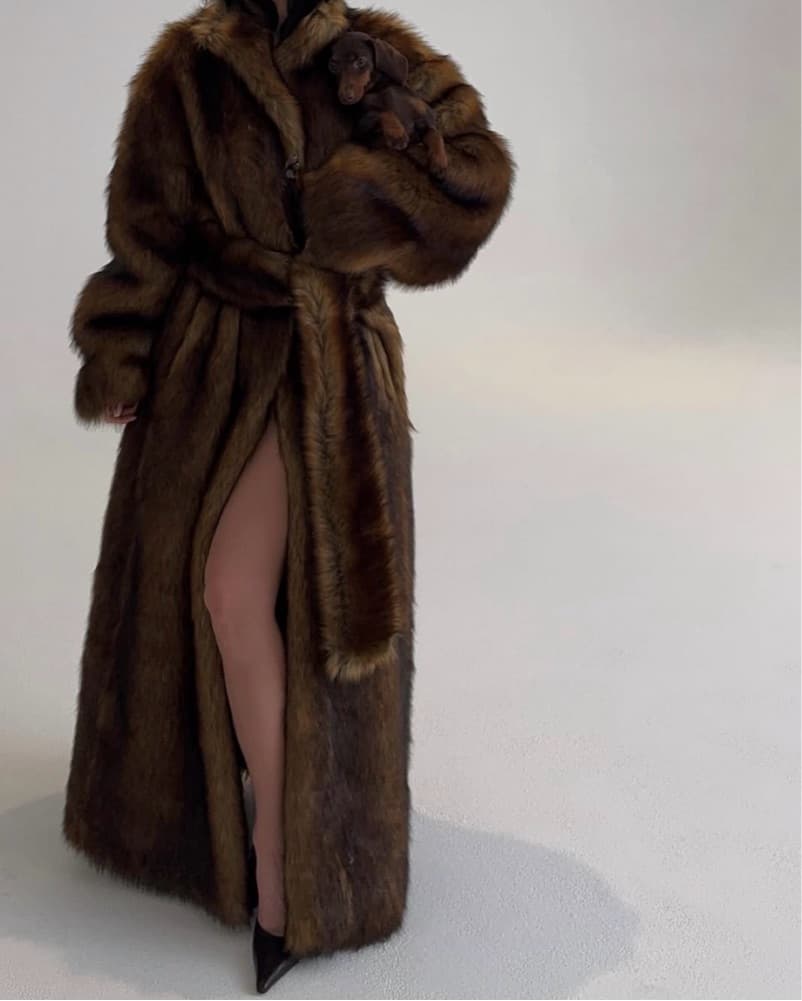 Khy Brown Fur Coat - Image 3