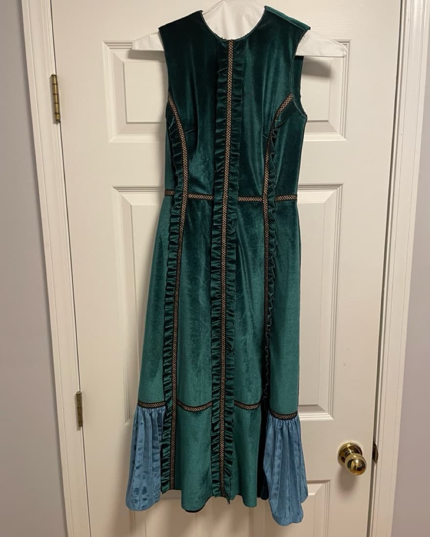 Self-Portrait Green Velvet Midi Dress  - Image 5
