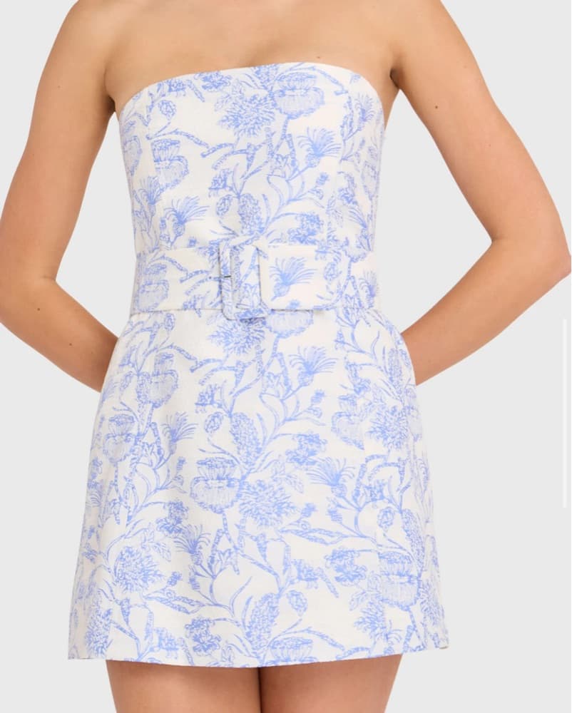 FAE DRESS IN TOILE BROCADE, ENGLISH BLUE - Image 5
