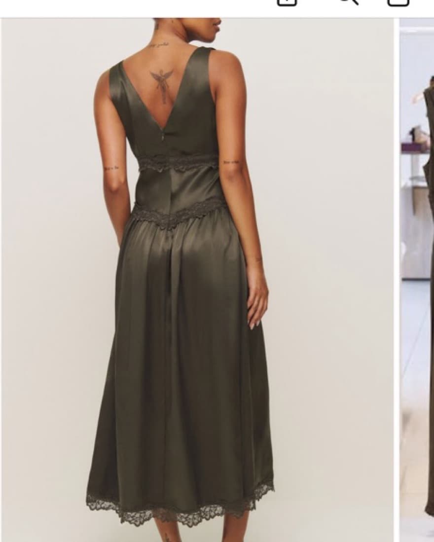 Reformation Stasia Lace Trim Silk Dress - Image 2