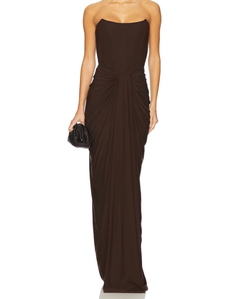 Deme By Gabriella Dark Brown Pearl Gown  - Image 1