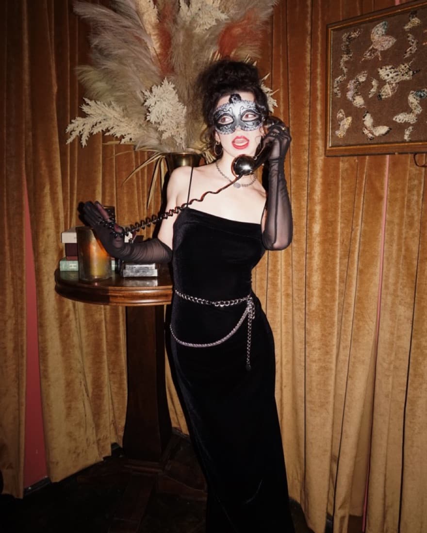 Black Velvet Long Dress - Image 1