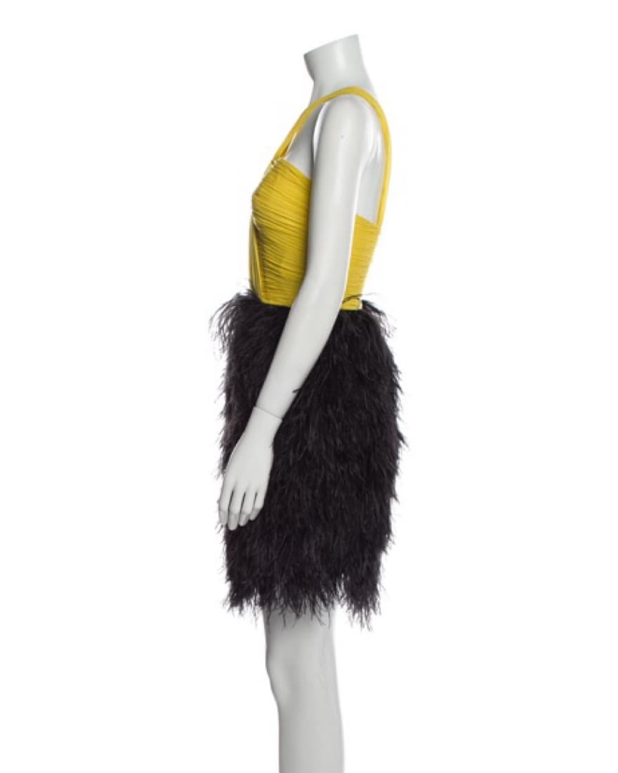 Jason Wu Yellow Ostrich Feather Dress - Image 3