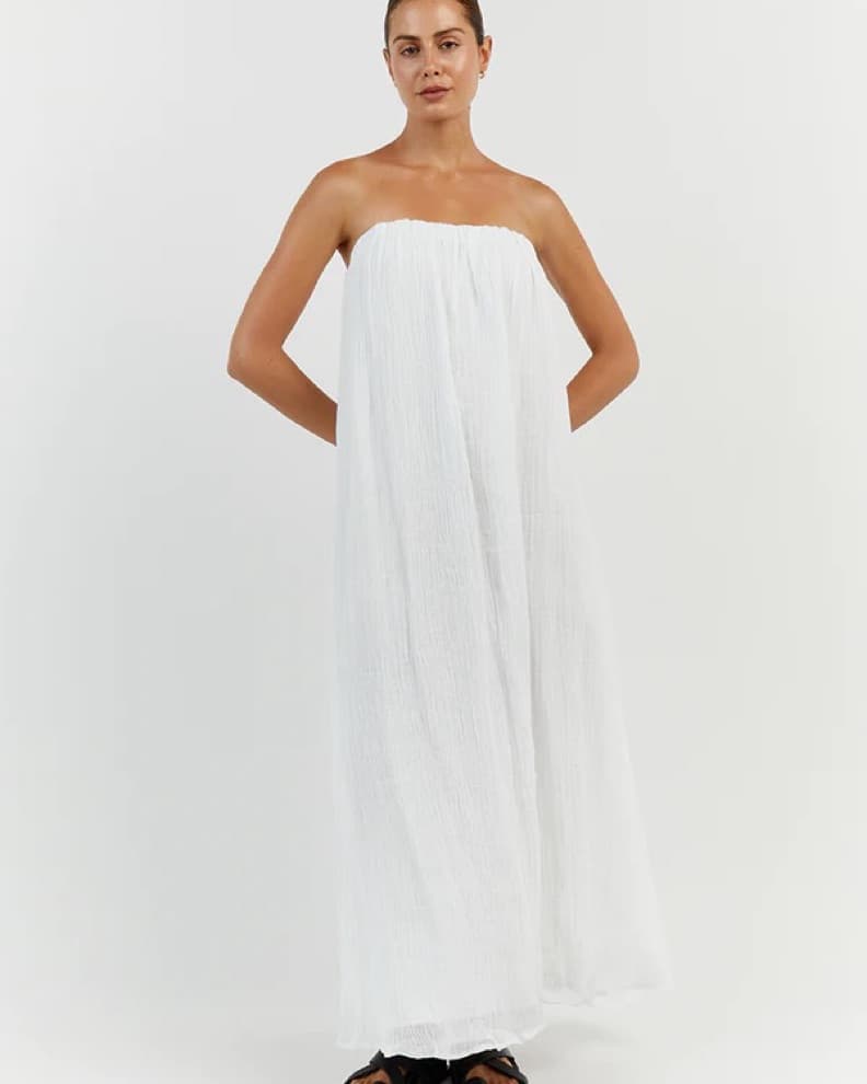 White Linen Maxi Dress - Image 1