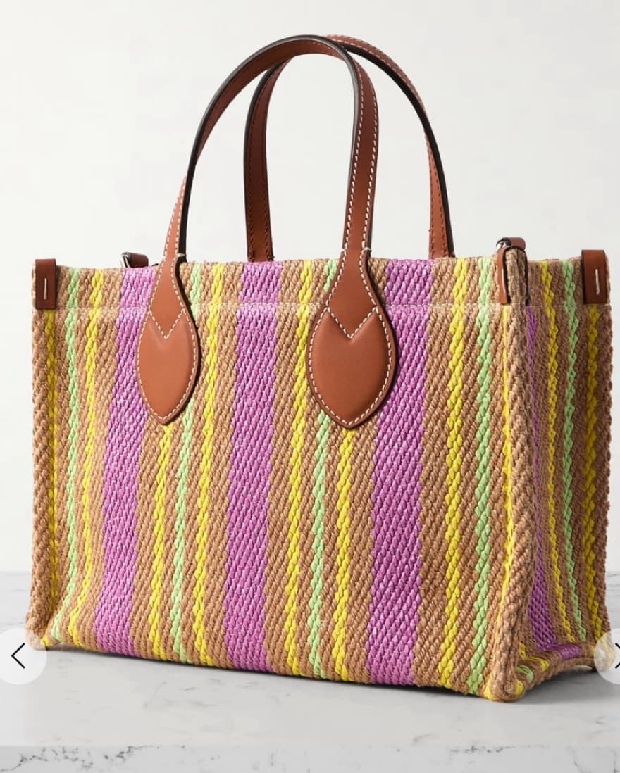 Gucci Small Striped Beach Raffia Tote  - Image 3