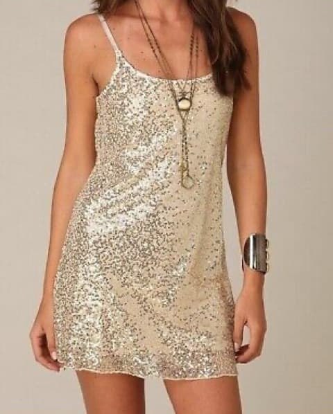 Free People Gold Sequin Dress - Image 1