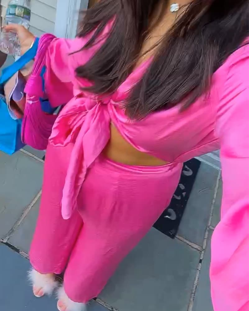Pink Revolve Satin Jumpsuit - Image 6