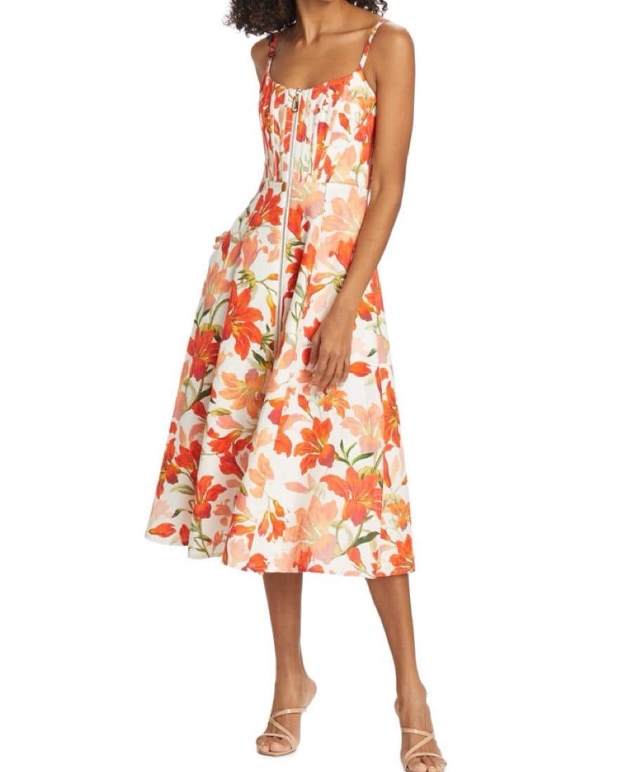 Zimmerman Orange Floral Midi Dres - Image 1