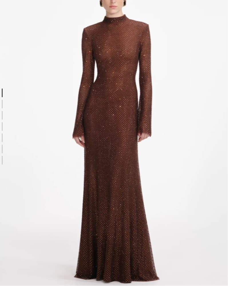 Self Portrait Brown Rhinestone Dress  - Image 6