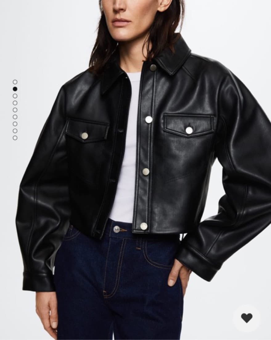 Mango Black Leather Jacket - Image 1