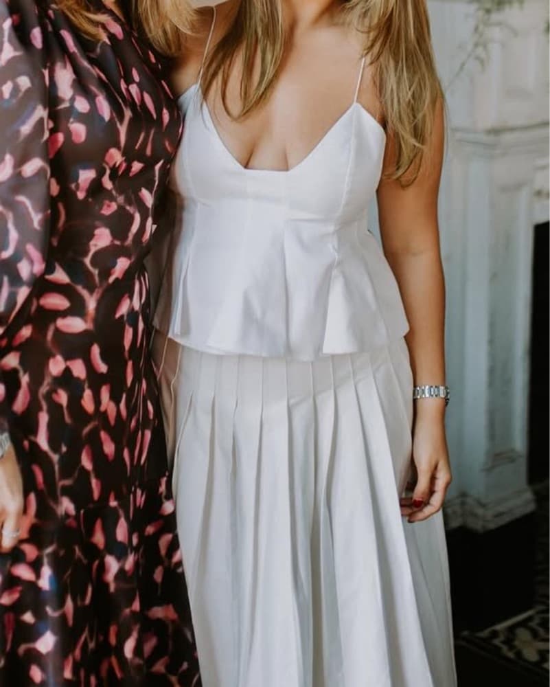 Elegant White Peplum Maxi Set - Image 5