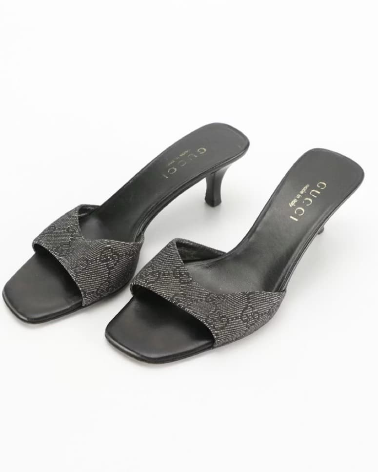 Gucci GG Jacquard & Leather Kitten Heels - Image 3