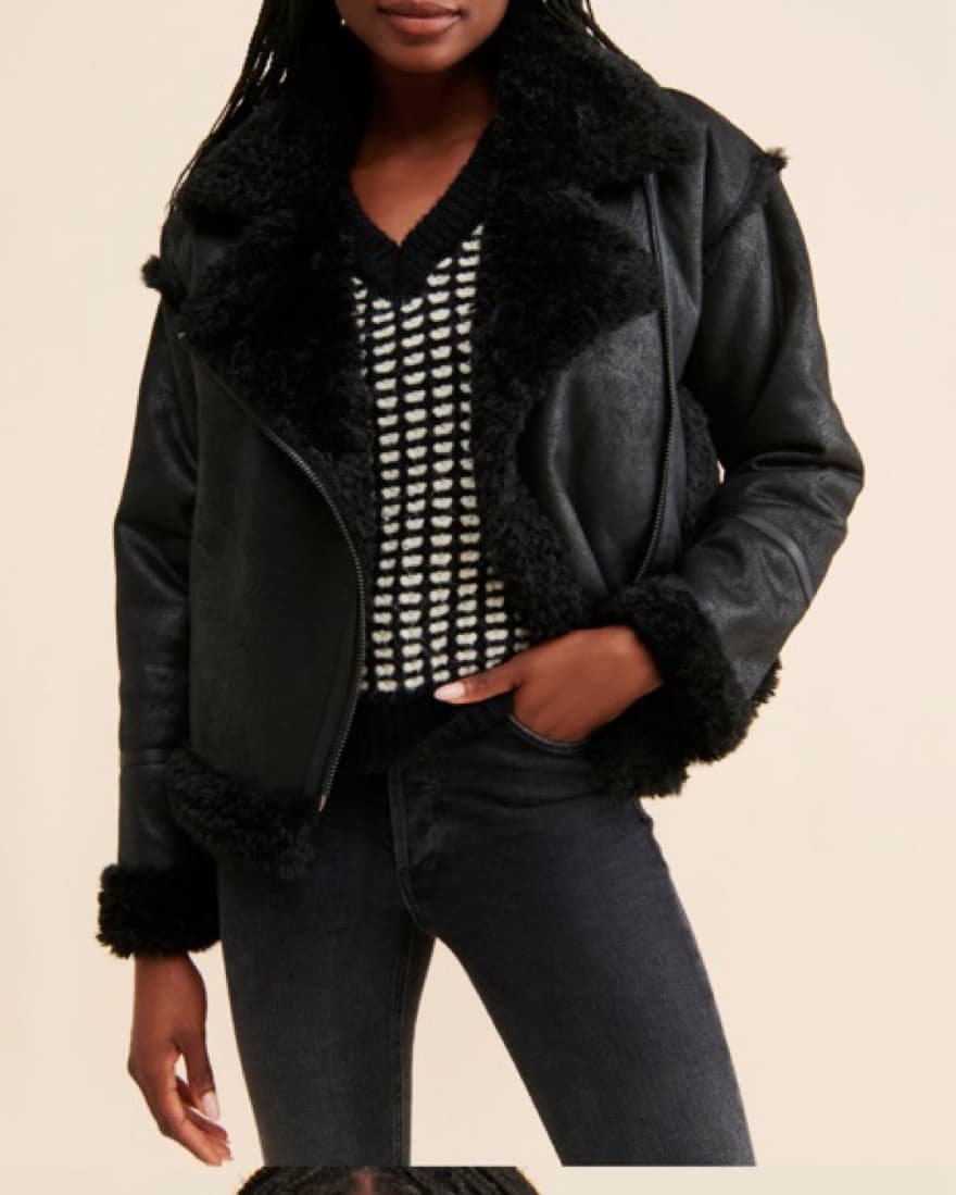 NVLT Sherpa Trim Moto Jacket - Image 1