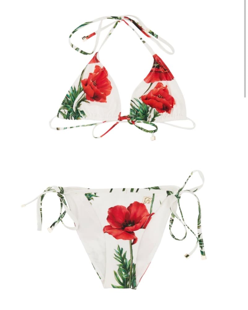 Dolce & Gabbana Floral Poppy Red White Bikini Set - Image 2