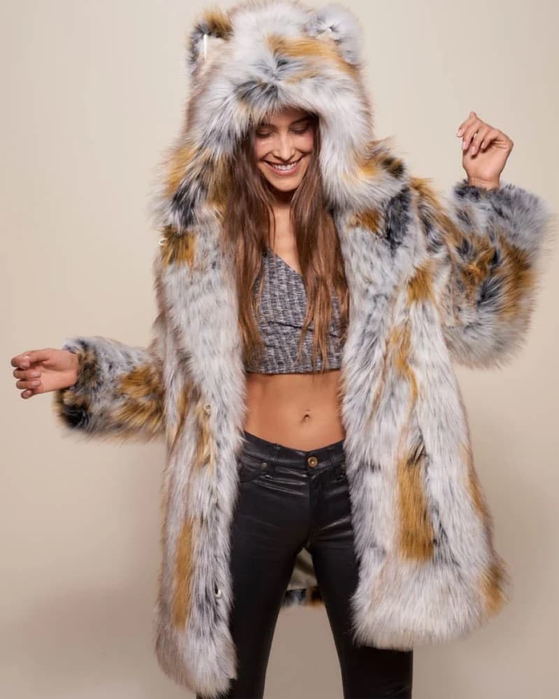 Plush Faux Fur Hooded Coat - Image 2