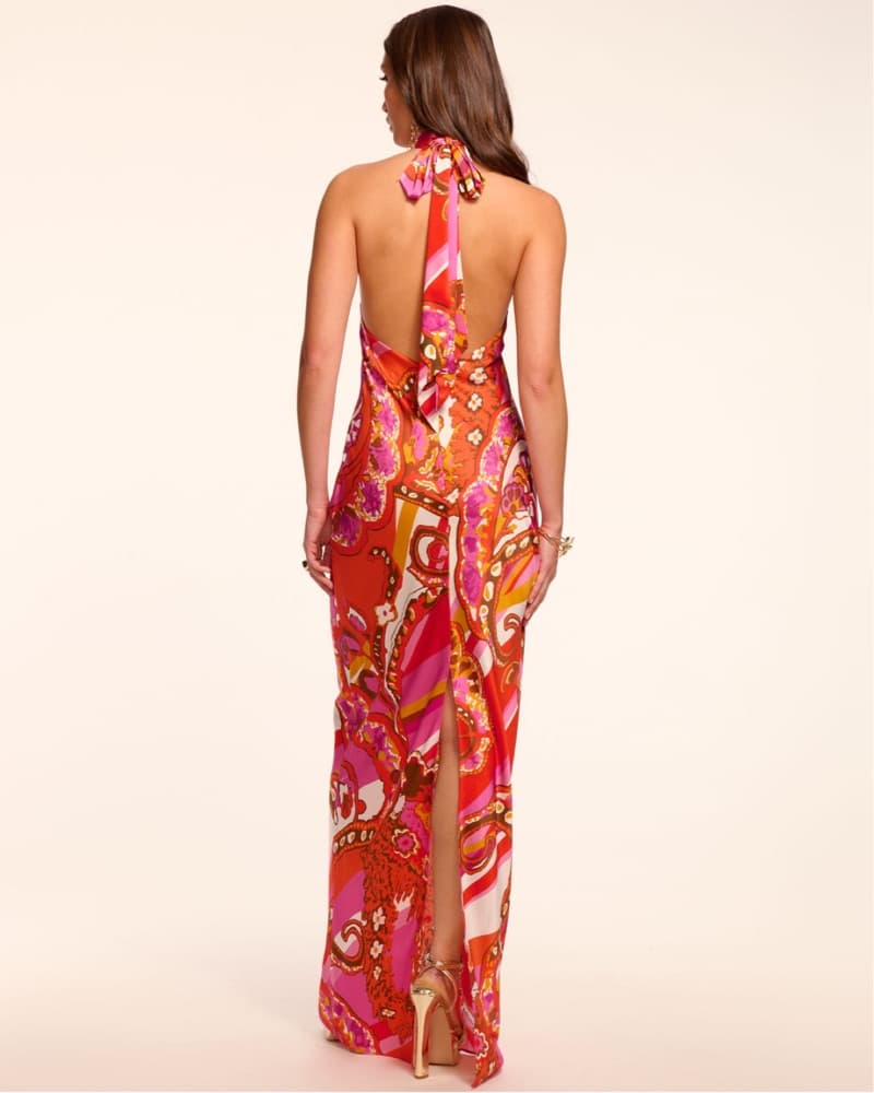Tatiana Printed Silk Halter Gown - Image 5