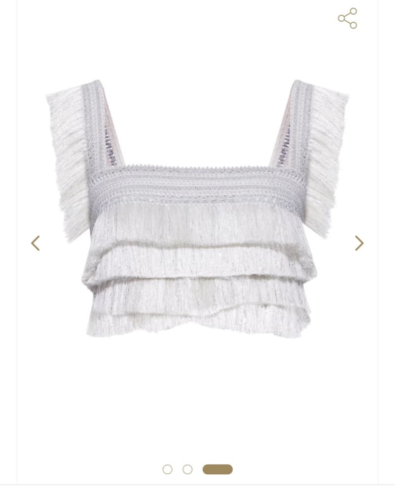 Patbo Silver Fringe Crop Top Sz Large - Image 3