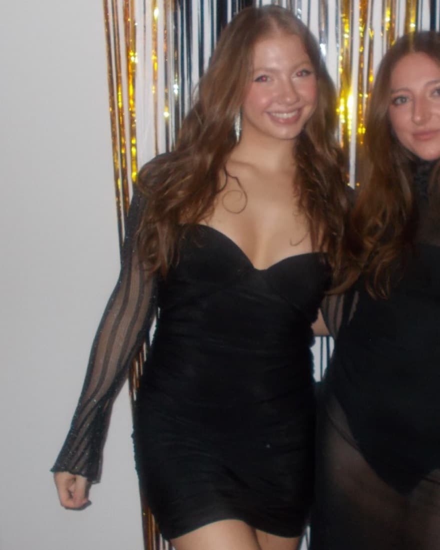 Black Sparkly Sleeved Dress - Image 1