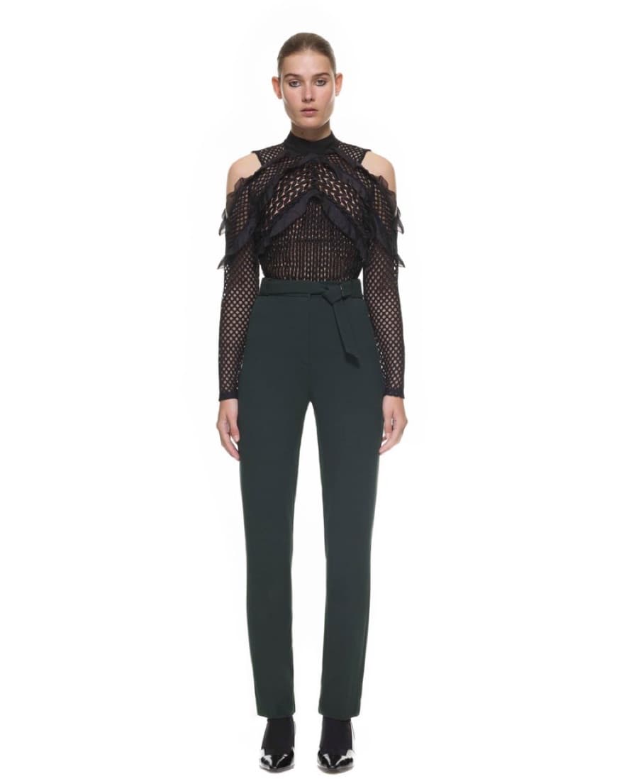 Self-Portrait Lace Pattern Mock Neck Top - Image 1