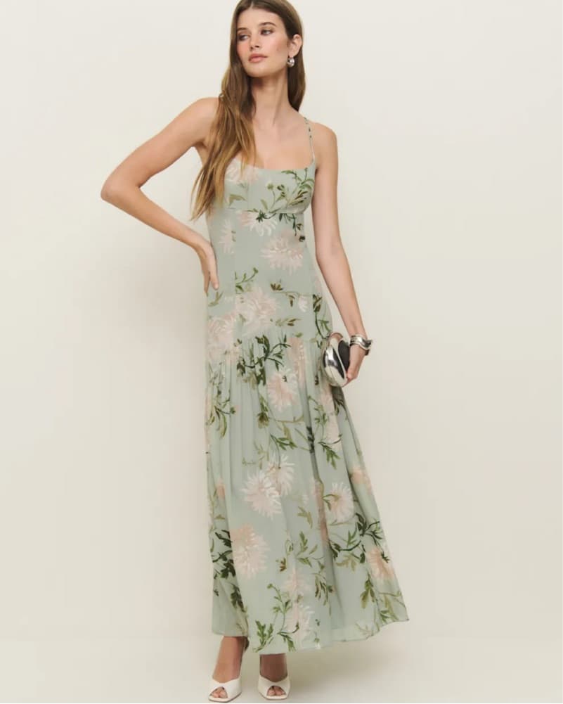 Sage Green Reformation Catana Dress - Image 4