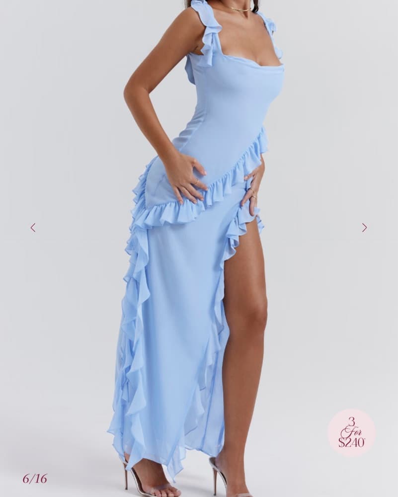 House Of CB Ariela Blue Ruffle Maxi - Image 3