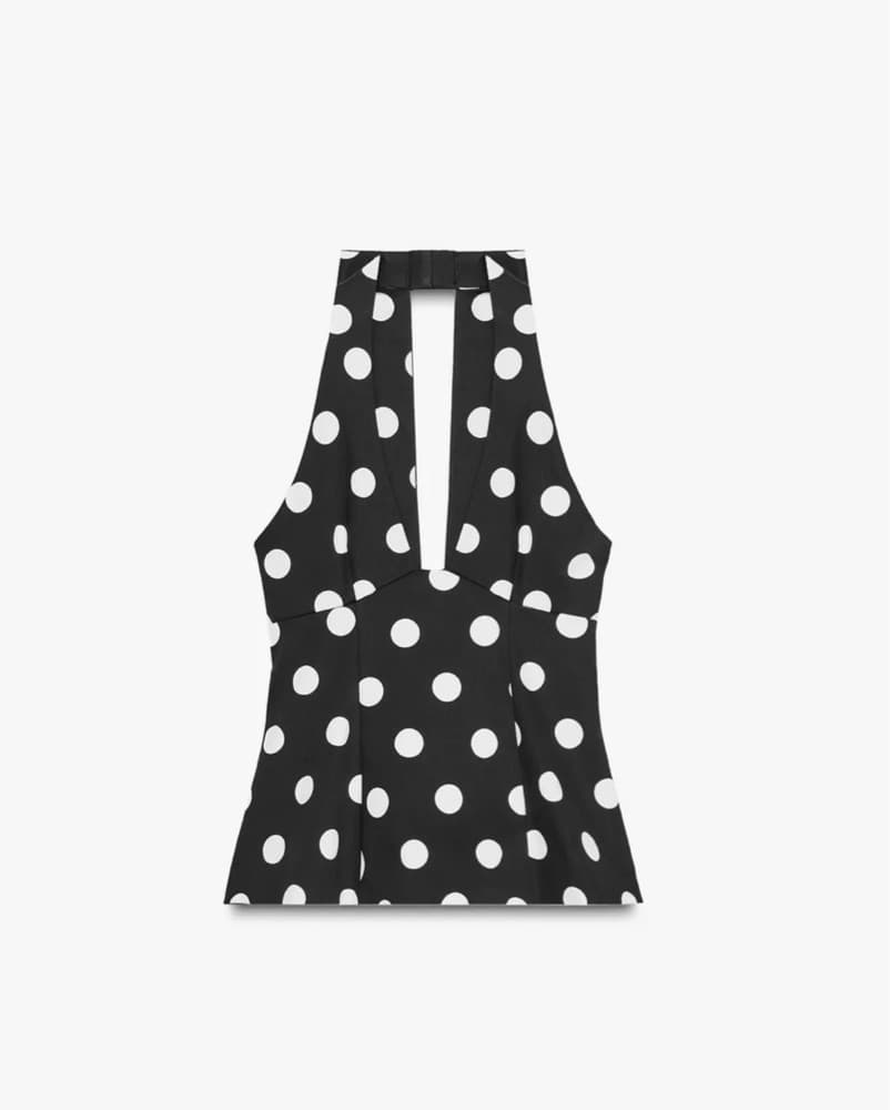 Polka Dot Halter Backless Top - Image 2
