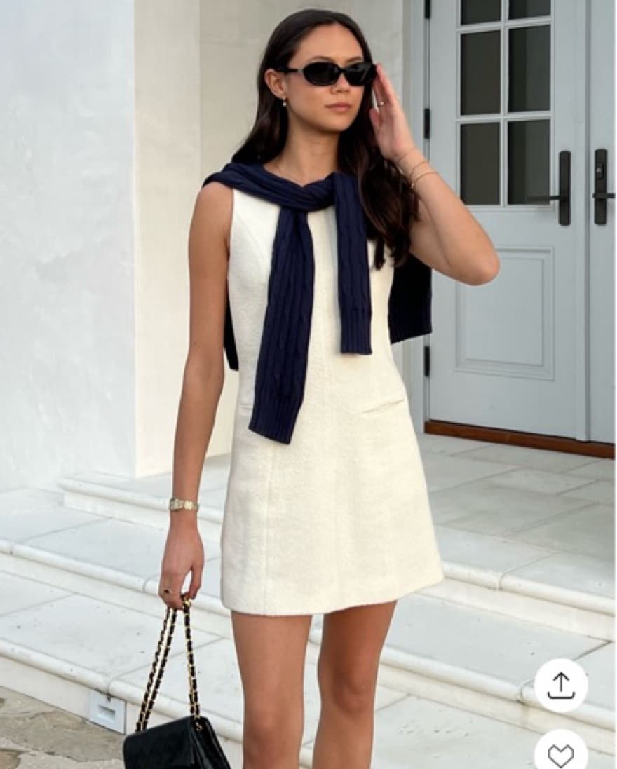 Reformation Citron Dress White Tweed - Image 1