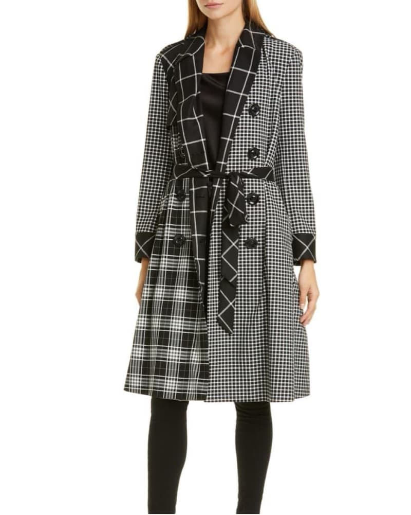 Alice + Olivia Stylish Plaid Trench Coat - Image 1