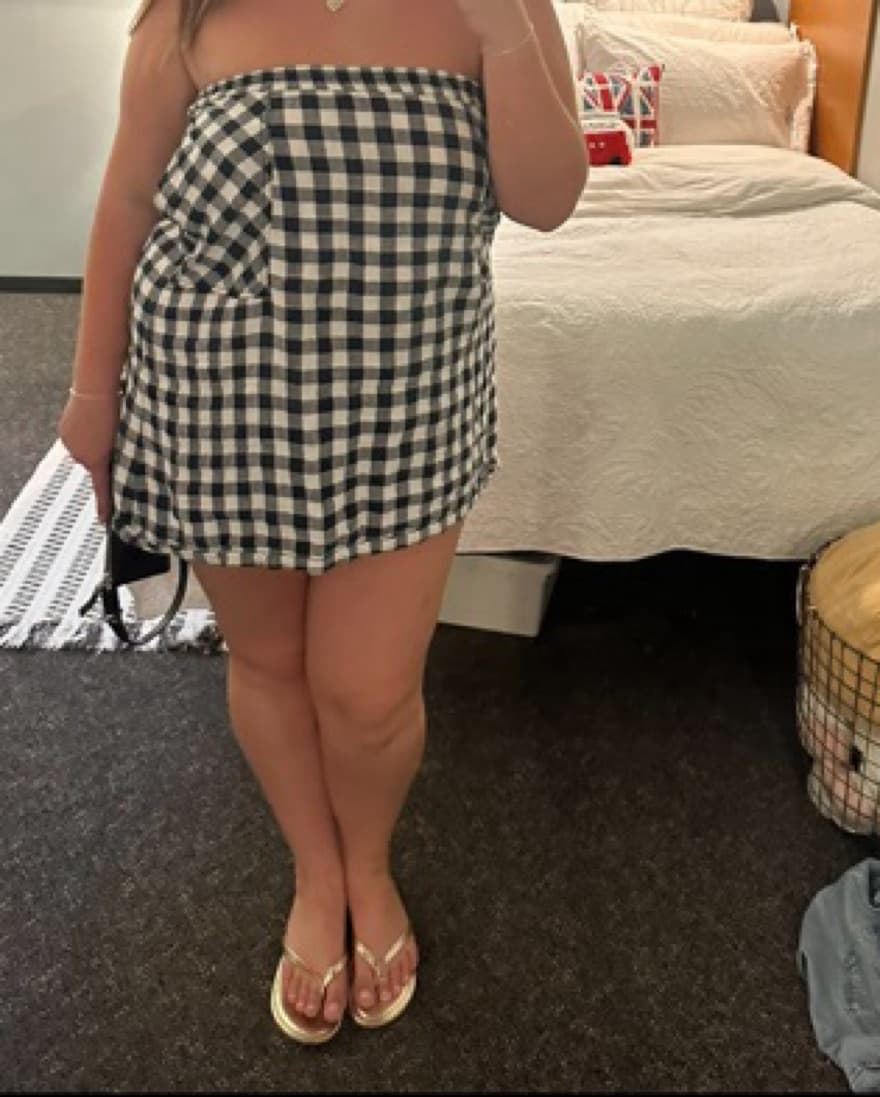 GINGHAM MINI LINEN DRESS - Image 2
