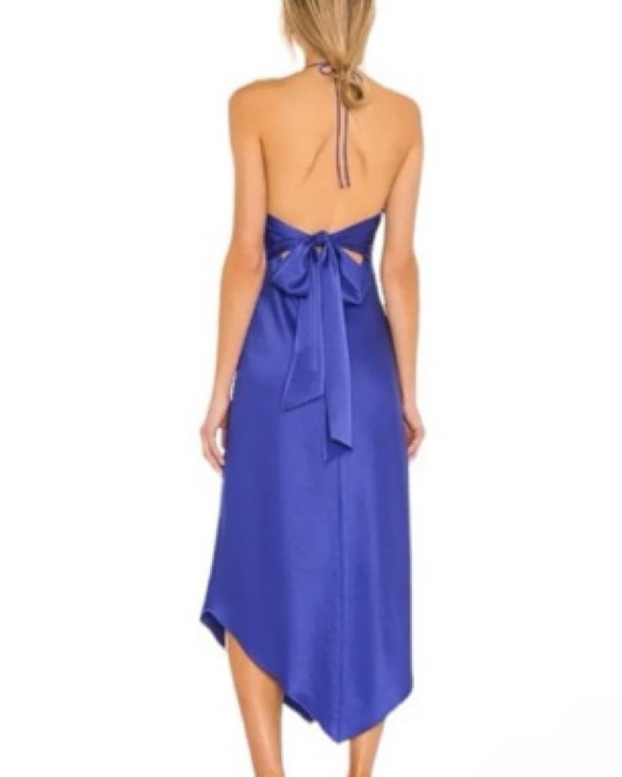 Alice & Olivia Francene Blue Satin Dress - Image 2
