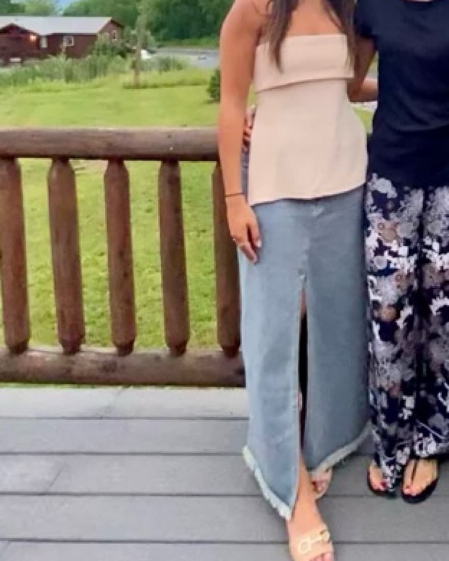 Commense Asymmetrical Long Denim Skirt - Image 2
